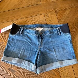 Isabel Maternity Size 10 Blue Denim Roll-Cuff Shorts